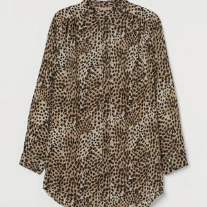H&M+ | Crinkled Sheer Leopard Tunic Blouse